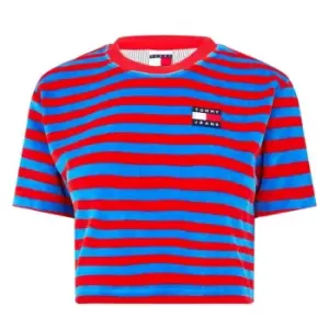 Image of Tommy Jeans Velour Stripe T-Shirt - Blue