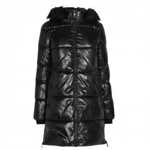 Image of DKNY Glossy Puffer Jacket Womens - Black