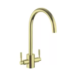 Image of Rangemaster Aquatrend Brushed Dual Lever Mixer Kitchen Tap