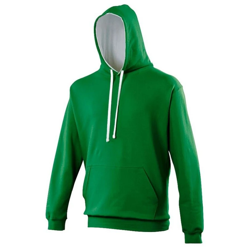 Image of AWDis AWDis Men Varsity Hooded Sweatshirt Hoodie in Green Size: X-Small Green XS Male 5057520819280