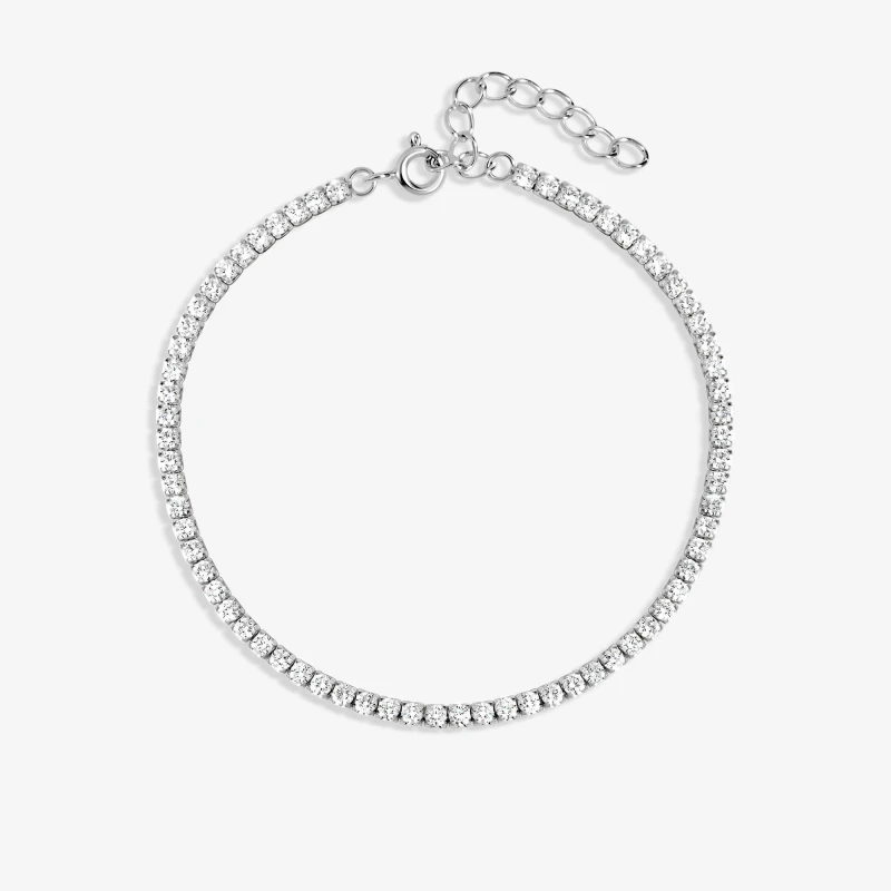 Image of Simply Silver Womens Sterling Silver 925 Cubic Zirconia Fine Tennis Bracelet Silver Female One Size