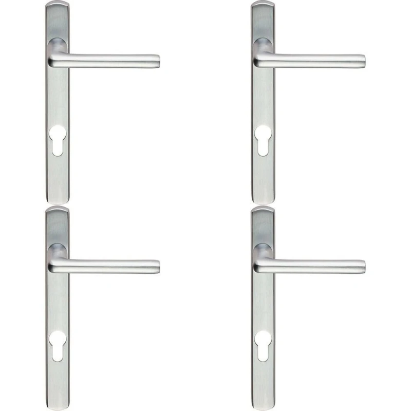 Image of Loops 4x PAIR Straight Lever on Narrow Euro Lock Backplate 220 x 26mm Satin Chrome Multi