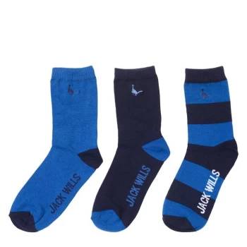 Image of Jack Wills Wills 3 Pack of Crew Socks Junior Boys - Blue