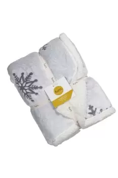 Image of Cut Snowflake Sherpa Fleece Throw