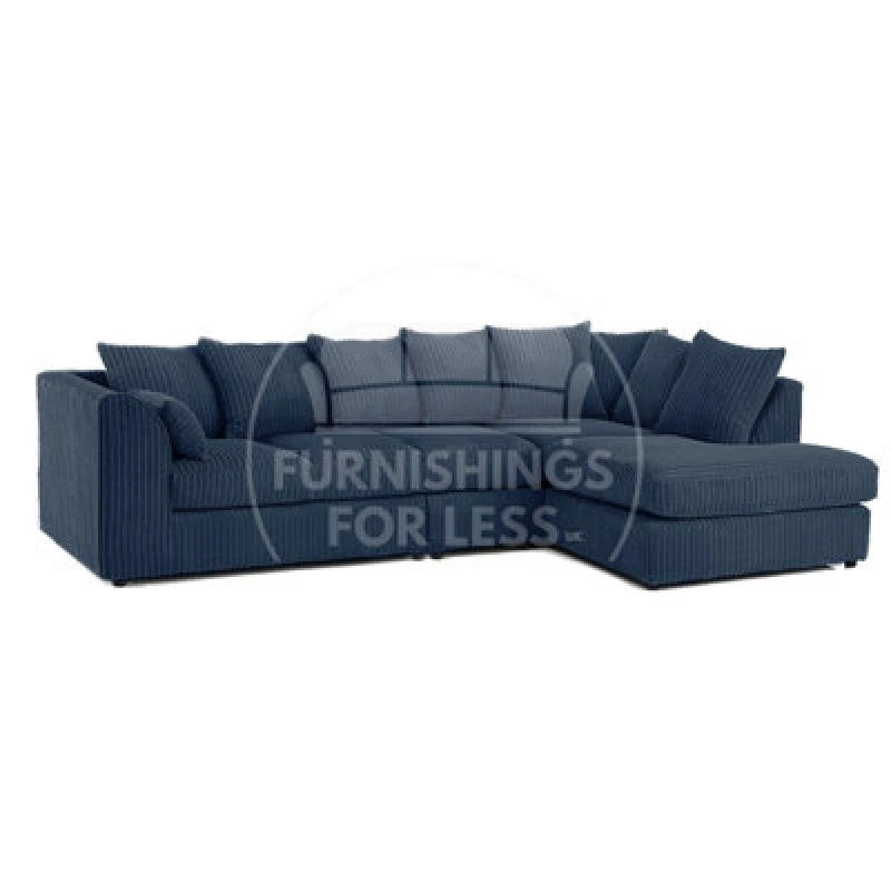 Image of Furnishings For Less UK Luxor Navy Blue Jumbo Cord Large 5 Seater Corner Sofa Long Right Hand Facing