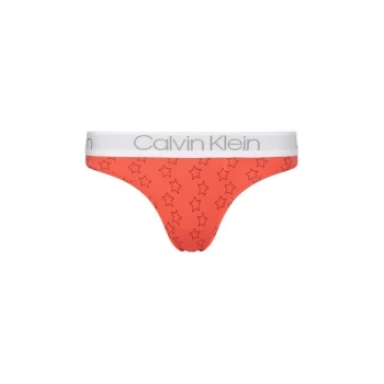 Image of Calvin Klein Printed Cotton Thong - Strawberry Shke