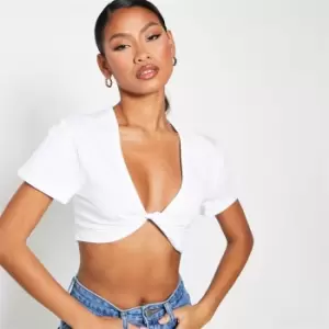 Image of I Saw It First Cotton Twist Front Crop Top - White
