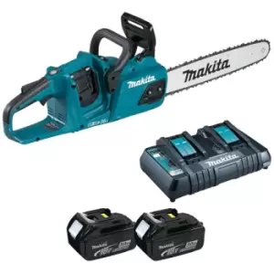 Image of Makita DUC405PT2 Twin 18V LXT 400mm Brushless Chainsaw with 2x 5.0Ah Batteries
