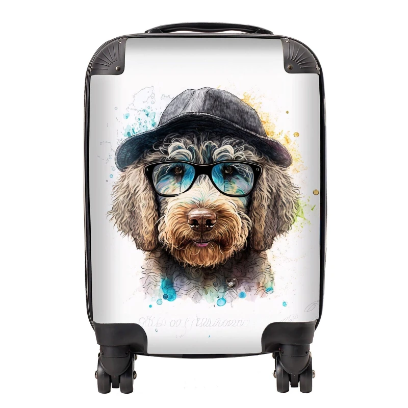 Image of Warren Reed - Designer Labradoodle Dog Face Splashart Suitcase Size: Medium Multicolor Unisex Medium