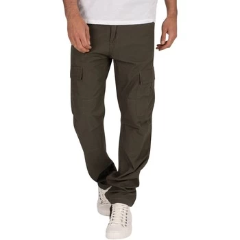 Image of Carhartt Rinsed Aviation Slim Fit Cargos mens Trousers in Green - Sizes US 34 / 32,US 36 / 32,US 30 / 32,DE 32 / 32