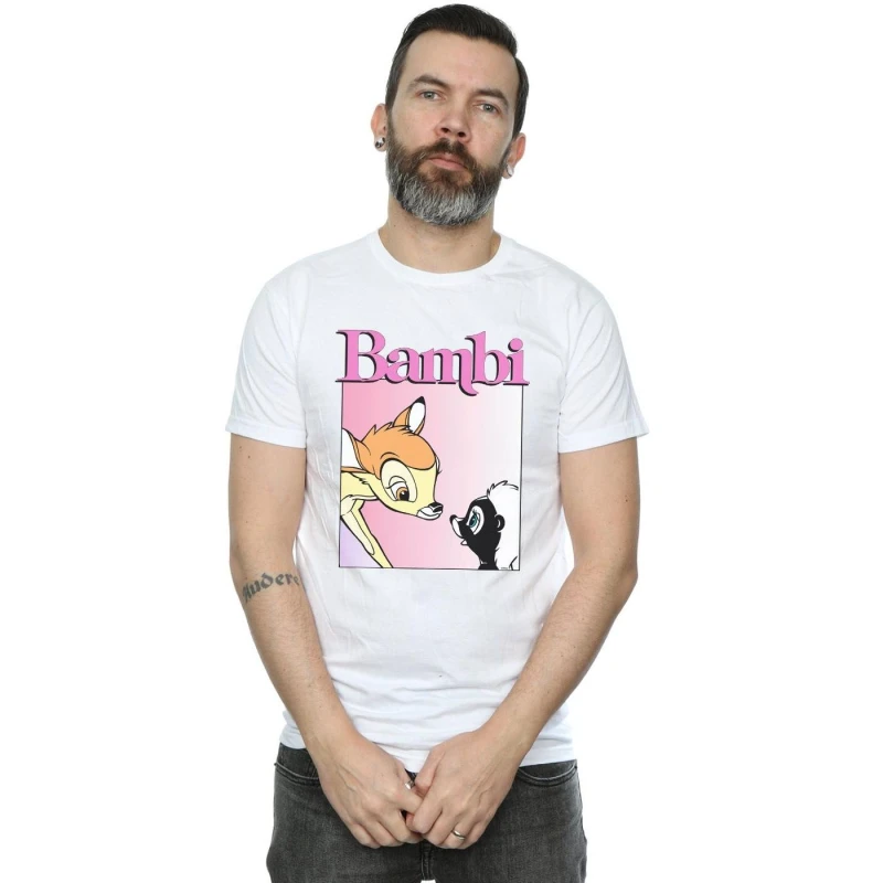 Image of Disney Men Bambi Nice To Meet You T-Shirt in White Size: Small White S Male 5059114504220