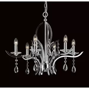 Image of Impex Turin Chrome With Crystal 6 Arm Chandelier