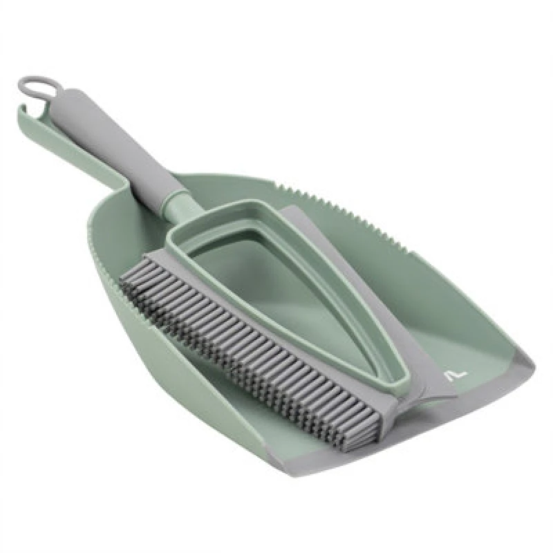 Image of Jvl Rubber Dustpan & Brush Set, Green