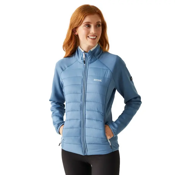 Image of Regatta Womens Clumber V Hybrid Full Zip Hooded Coat 20 - Bust 45' (114cm) Coronet Blue/White RWN298-ERC-20