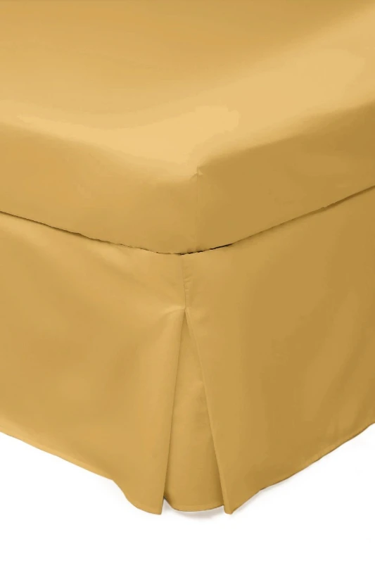 Image of Belledorm Easy Care 200 Thread Count Cotton Polyester Percale Platform Valance in Mustard Size: Single Mustard Unisex Single