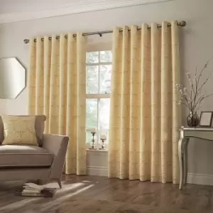 Image of Paoletti Horto Eyelet Curtains (66in x 54in) (Ochre Yellow) - Ochre Yellow