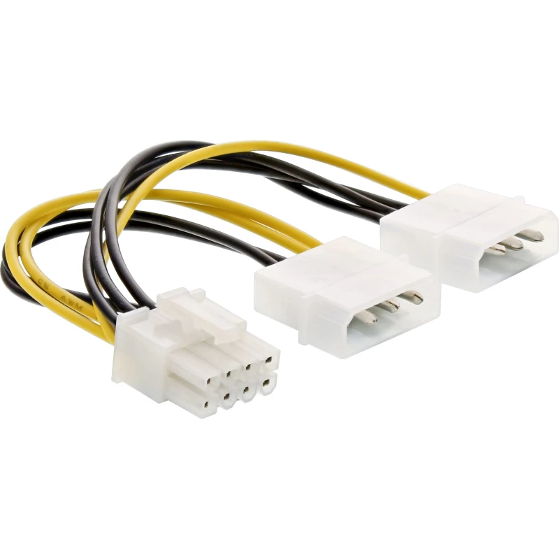 Image of InLine Power adaptor cable. 2x 5.25" male / 8pin PCI-Express male