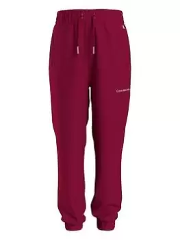 Image of Calvin Klein Jeans Girls Logo Sweatpants - Berry Size Age: 14 Years, Women
