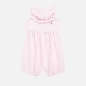 Image of Polo Ralph Lauren Baby Girls Mesh Bubble Romper - Carmel Pink - 9 Months