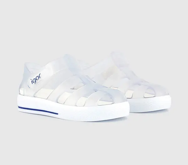 Image of Igor Kids Clear White Star Summer Sandals, Perfect For The Hot Sand Or Poolside, Size: 9 Infant