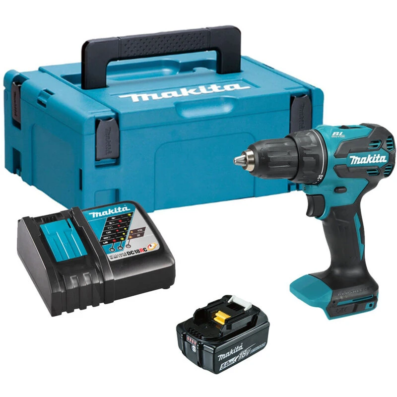Image of Makita DHP490 18v LXT Cordless Brushless Combi Drill DHP490RT1J Batteries: 1 x 5ah Li-ion