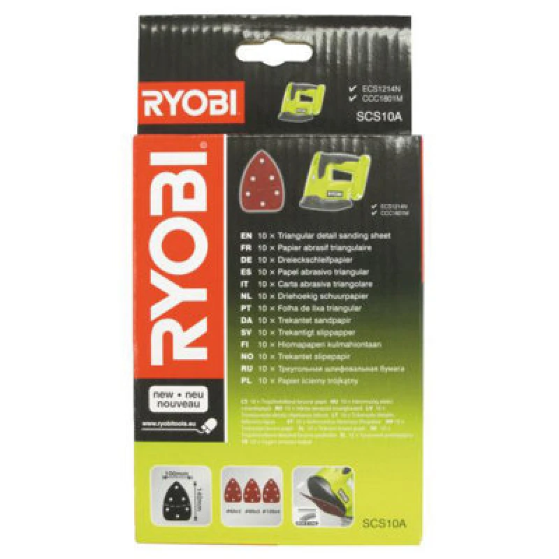 Image of Ryobi Triangular Detail Sanding Sheets 10 Pack Scs10A