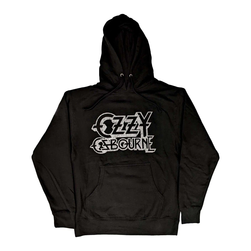 Image of Ozzy Osbourne Mens Vintage Logo Pullover Hoodie in Black Size: Medium Black Male M