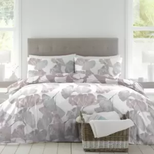 Image of Ginkgo Floral Print Sustainable Eco-Friendly Reversible Duvet Cover Set, Amethyst, Double - Drift Home