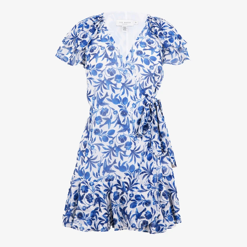 Image of Ted Baker Anshan Wrap Mini Dress Blue female 6 (2X)