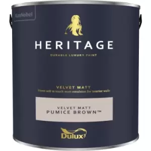 Image of Dulux Heritage Velvet Matt Pumice Brown Matt Emulsion Paint 2.5L