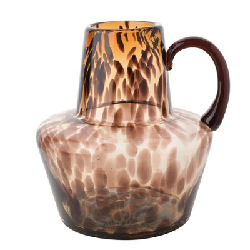 Image of Hestia Glass Jug Style Vase With Handle - Mocha Multi