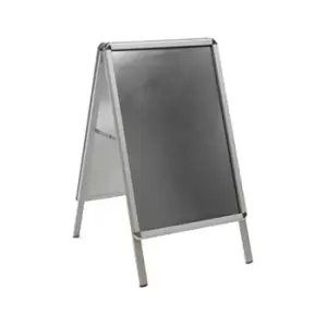 Image of A1 Silver A-board pavement sign - double sided clip frame with anti-glare pvc cover