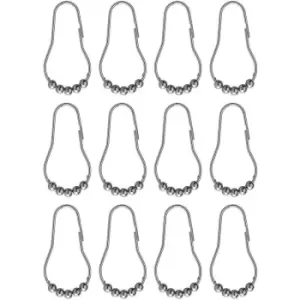 Image of Croydex - Chrome Ball Shower Curtain Rings Hooks Universal Pack of 12 AK141641