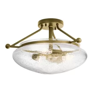 Image of Kichler Belle 3 Light Semi-Flush Mount Brushed Natural Brass