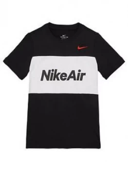 Image of Nike Sportswear Air Older Boys T-Shirt - Black/White Size M 10-12 Years