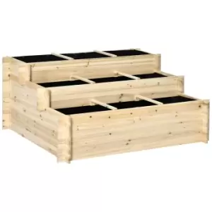 Image of Outsunny 3 Tier Raised Garden Bed Planter Box With 9 Grids & Non-woven Fabric