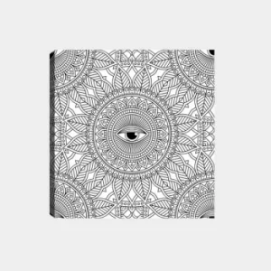 Image of MANDALA79 White Black Decorative Canvas Painting