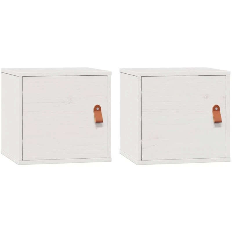 Image of Vidaxl Wall Cabinets 2 Pcs White 31.5X30X30 Cm Solid Wood Pine, White 818358