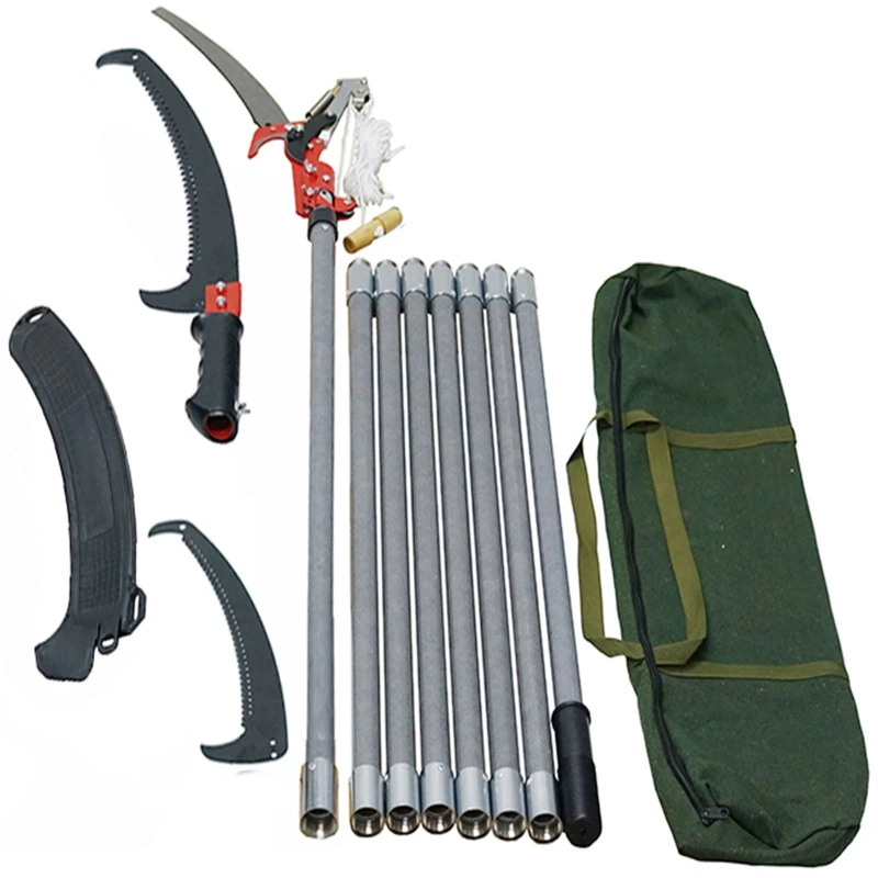 Image of Gr8 Garden Manual Pole Saw 2in1 Extendable Tree Pruner in Silver Silver Unisex