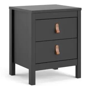 Image of Barcelona Bedside Table 2 Drawers In Matt Black
