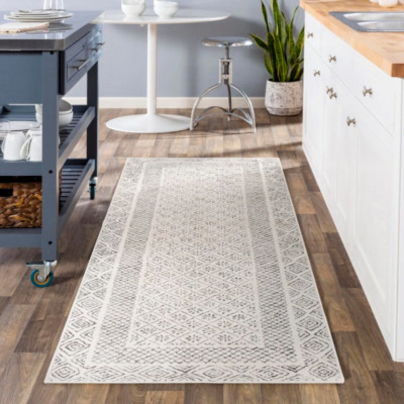 Image of Livabliss Scandi Geometric Grey Ambre Runner Rug 80 X 220 Cm - Easy Care, Non Shedding, Ideal For Hallway Or Beside The Bed