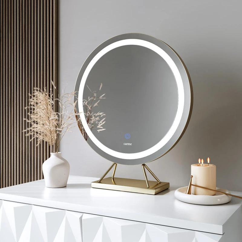 Image of CARME HOME Evie Frameless Touch Sensor LED Light Gold Mirror Gold Unisex