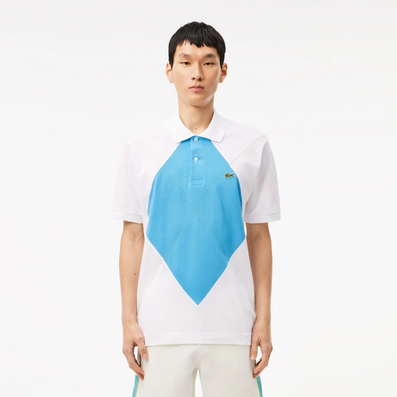 Image of Lacoste Classic Fit L.12.12 Argyle Polo Shirt White Blue male XS