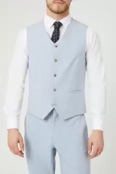 Image of Tailored Fit Pale Blue End On End Waistcoat
