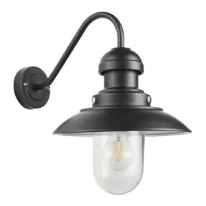 Image of Loops - Matt Black Outdoor Fisherman Wall Light & Clear Glass Shade - Front Porch Light
