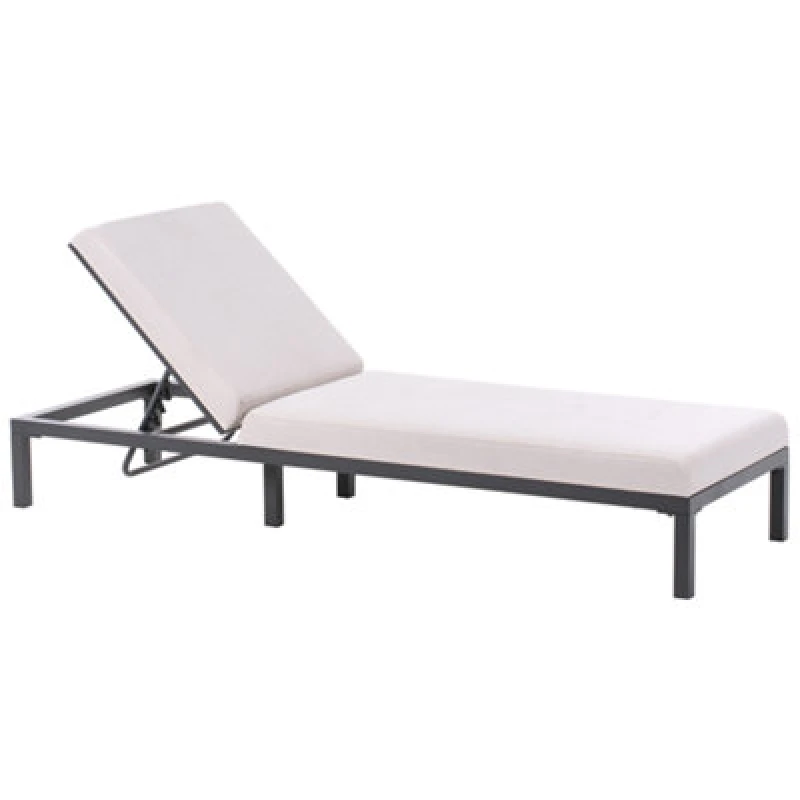 Image of Beliani Sun Lounger With Cushion Lariano Metal Light Beige
