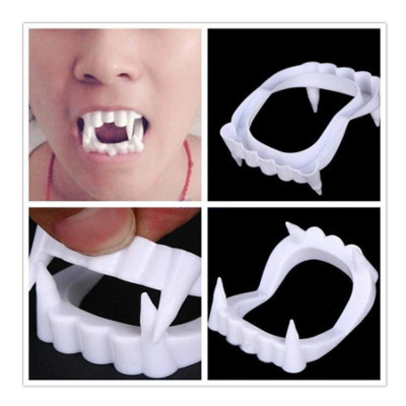 Image of Shatchi Pack Of 12 - Halloween White Vampire Teeth, Great For Surprise Children's