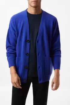 Image of Mens Super Soft Cobalt Relaxed Fit Knitted Cardigan