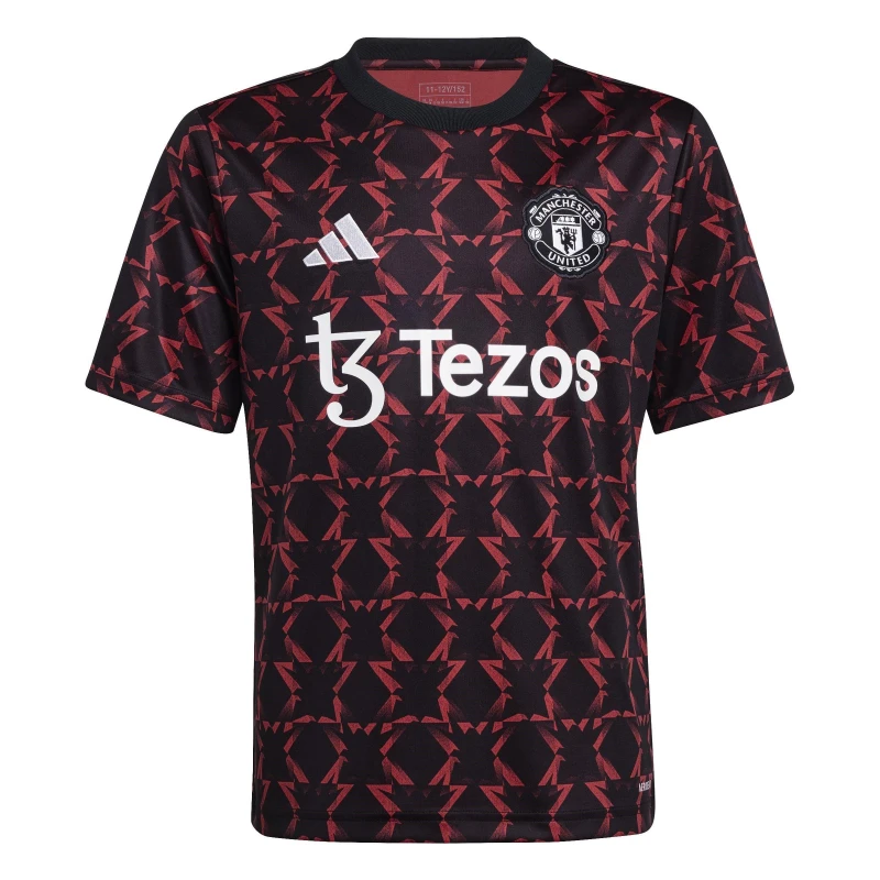 Image of adidas Manchester United Pre Match Shirt 2024 2025 Juniors - Black 11 - 12 Years