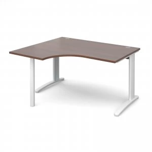 Image of TR10 Left Hand Ergonomic Desk 1400mm - White Frame Walnut Top